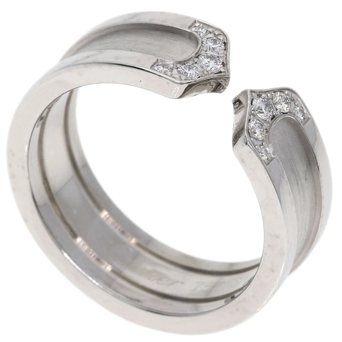 CARTIER C2 RING SM DIAMOND RING K18 WHITE GOLD: CARTIER C2 Ring SM Diamond Ring K18 White Gold Brand: CARTIER Type/Style: Ring Material: K18 White Gold, Main Stone/Creation Natural Color: Silver Size: 6.25 (US) Accessories: None Accesso
