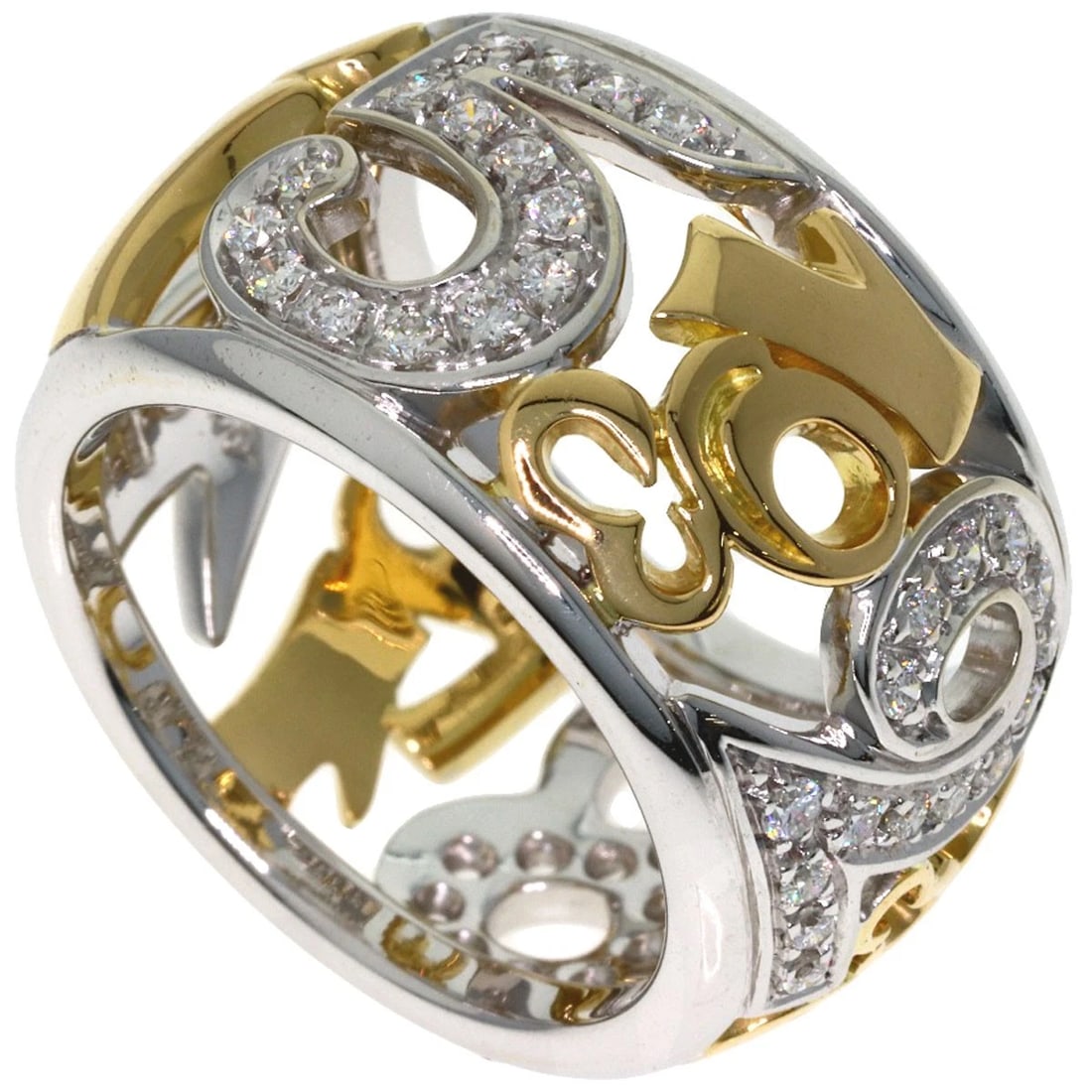 FRANCK MULLER TALISMAN DIAMOND RING: FRANCK MULLER Talisman Diamond Ring Brand: FRANCK MULLER Type/Style: Ring Material: K18 White Gold/18K Yellow Gold, Main Stone/Creation Natural Color: Gold Size: 8 (US) Accessories: None A