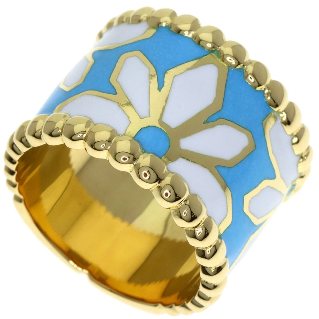 YANES FLOWER ENAMEL RING K18 YELLOW GOLD: YANES Flower Enamel Ring K18 Yellow Gold Brand: YANES Type/Style: Ring Material: K18 Yellow Gold, Color: Gold Size: 5.75 (US) Accessories: None Accessories Notice: When purchasing pre-owned goods,