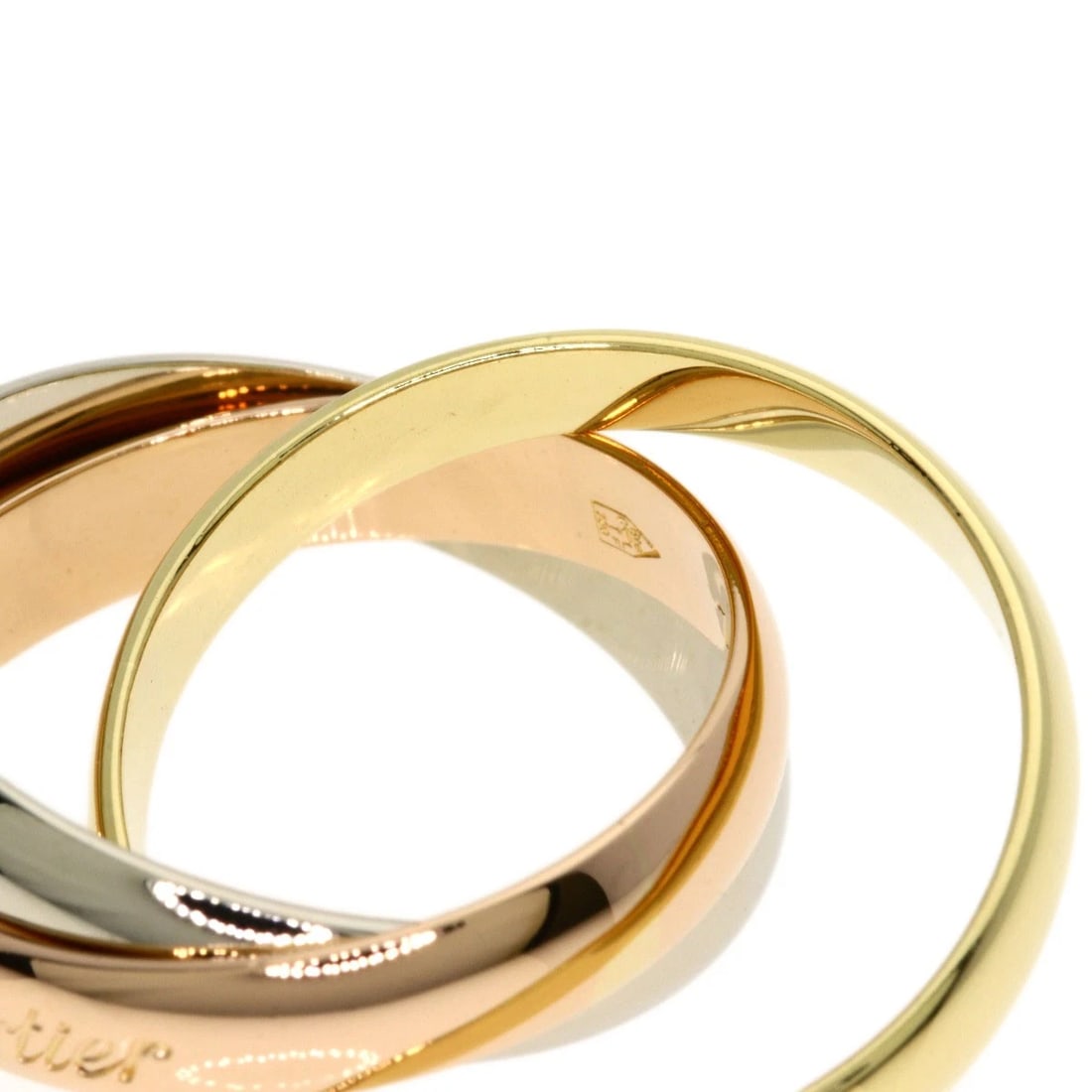CARTIER TRINITY RING K18 YELLOW GOLD: CARTIER Trinity Ring K18 Yellow Gold Brand: CARTIER Type/Style: Ring Material: K18 Yellow Gold/K18 White Gold/18K Pink Gold, Color: Gold Size: 5.25 (US) Accessories: None Accessories Notice: When