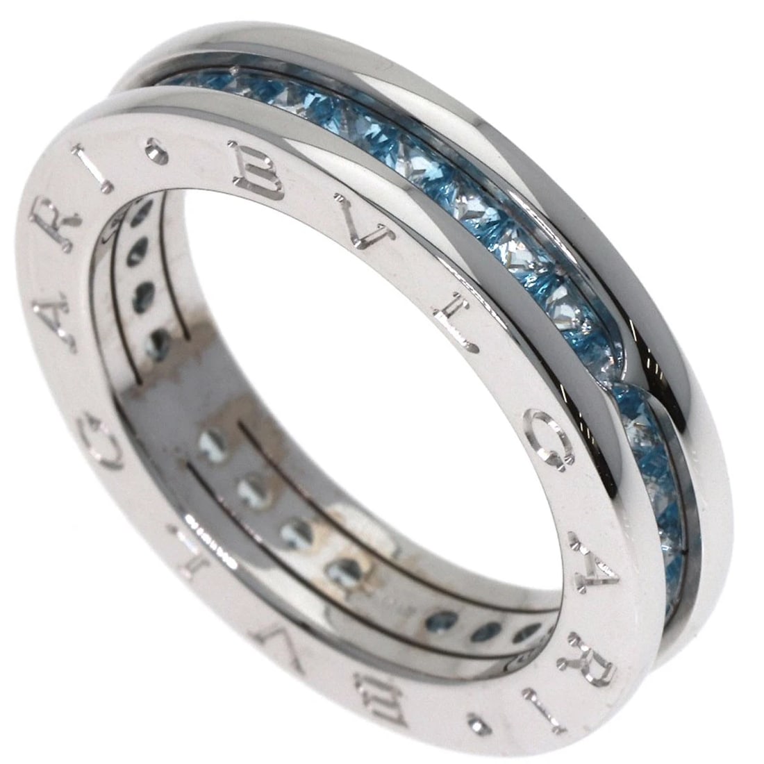 BVLGARI B.ZERO1 1 BAND BLUE TOPAZ RING K18 WHITE GOLD (1 of 3)