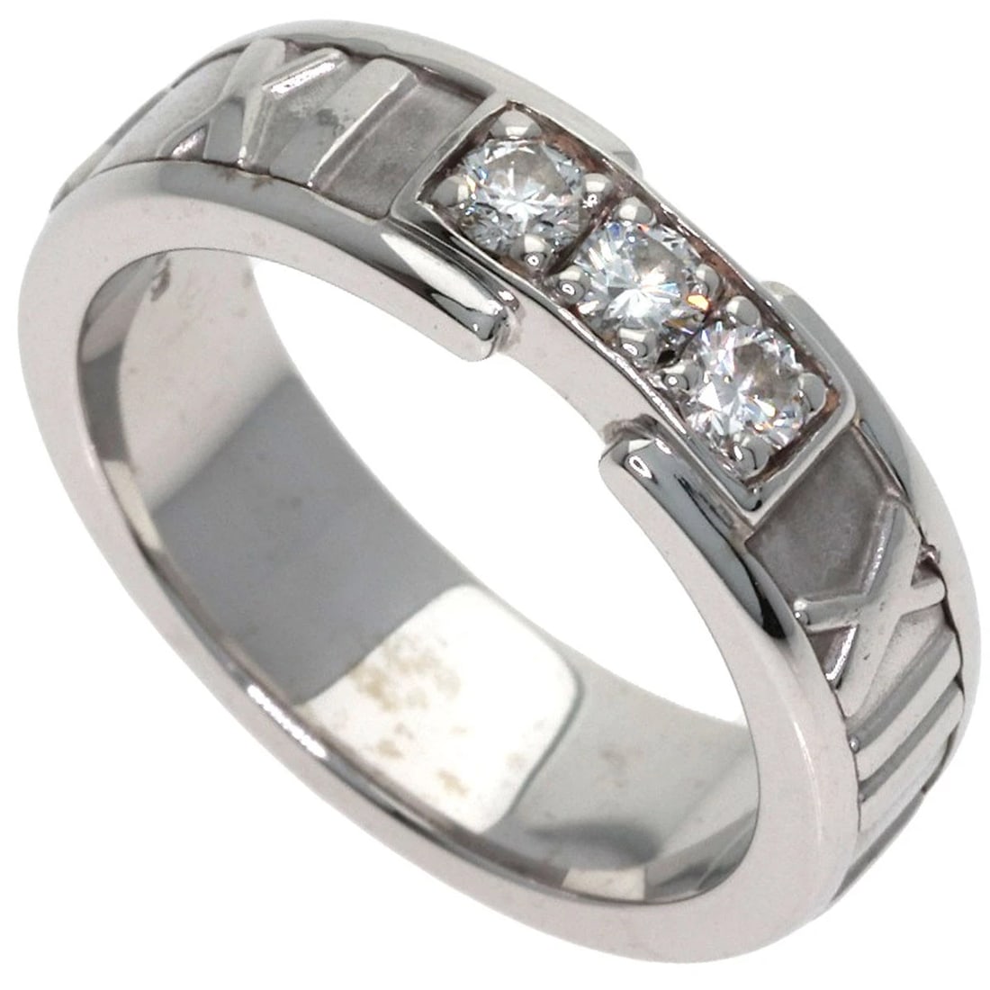 TIFFANY&CO. ATLAS 3P DIAMOND RING K18 WHITE GOLD: TIFFANY&Co. Atlas 3P Diamond Ring K18 White Gold Brand: TIFFANY&Co. Type/Style: Ring Material: K18 White Gold, Main Stone/Creation Natural Color: Silver Size: 4.5 (US) Accessories: None Ac