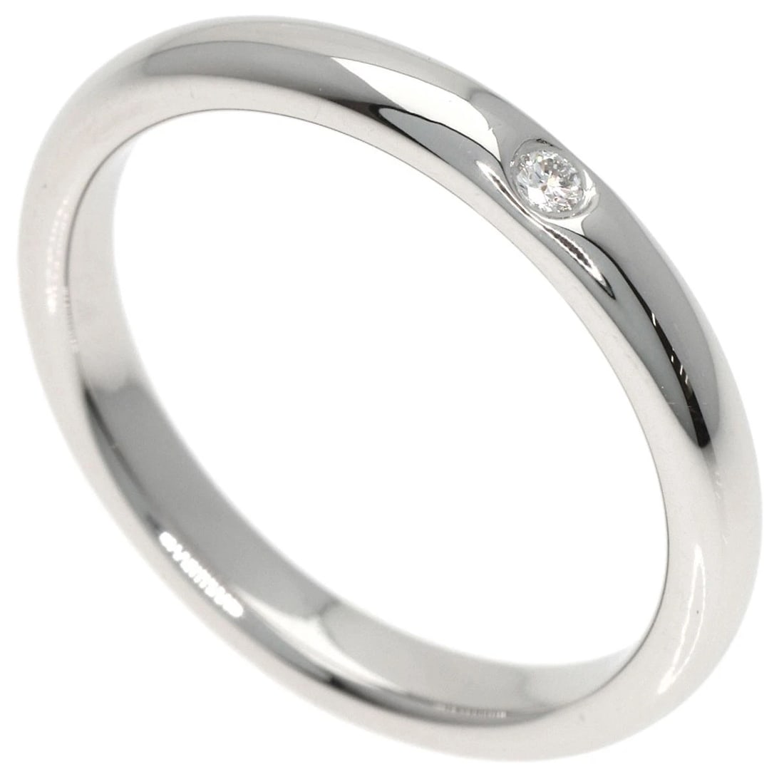TIFFANY&CO. STACKING BAND 1P DIAMOND RING: TIFFANY&Co. Stacking band 1P Diamond Ring Brand: TIFFANY&Co. Type/Style: Ring Material: Platinum PT950, Main Stone/Creation Natural Color: Silver Size: 5.25 (US) Accessories: None Accessories Notice: