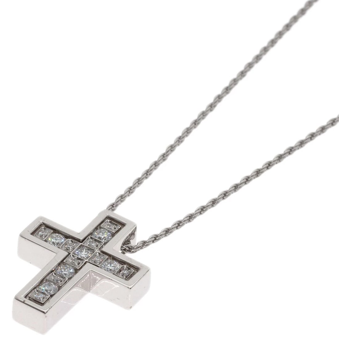 DAMIANI BELLE EPOQUE CROSS DIAMOND NECKLACE K18 WHITE GOLD: Damiani Belle Epoque Cross Diamond Necklace K18 White Gold Brand: Damiani Type/Style: Necklace Material: K18 White Gold, Main Stone/Creation Natural Color: Silver Size: Chain Length:20.1inch/51cm Chai