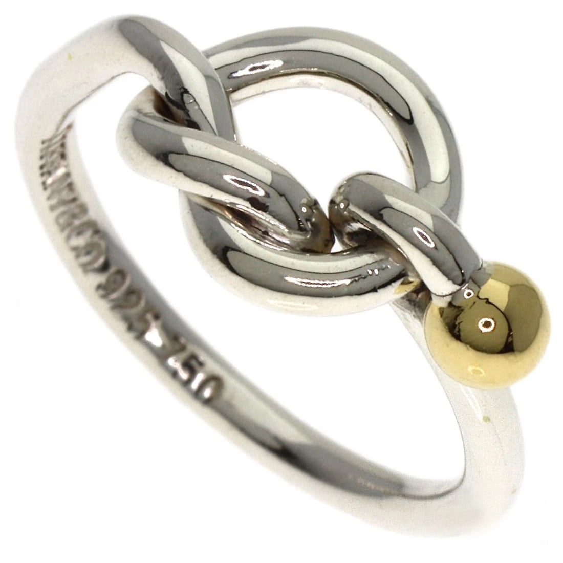 TIFFANY&CO. LOVE KNOT RING SILVER 18K YELLOW GOLD: TIFFANY&Co. Love knot Ring Silver 18K Yellow Gold Brand: TIFFANY&Co. Type/Style: Ring Material: Silver, Color: Silver Size: 5.75 (US) Accessories: None Accessories Notice: When purchasing