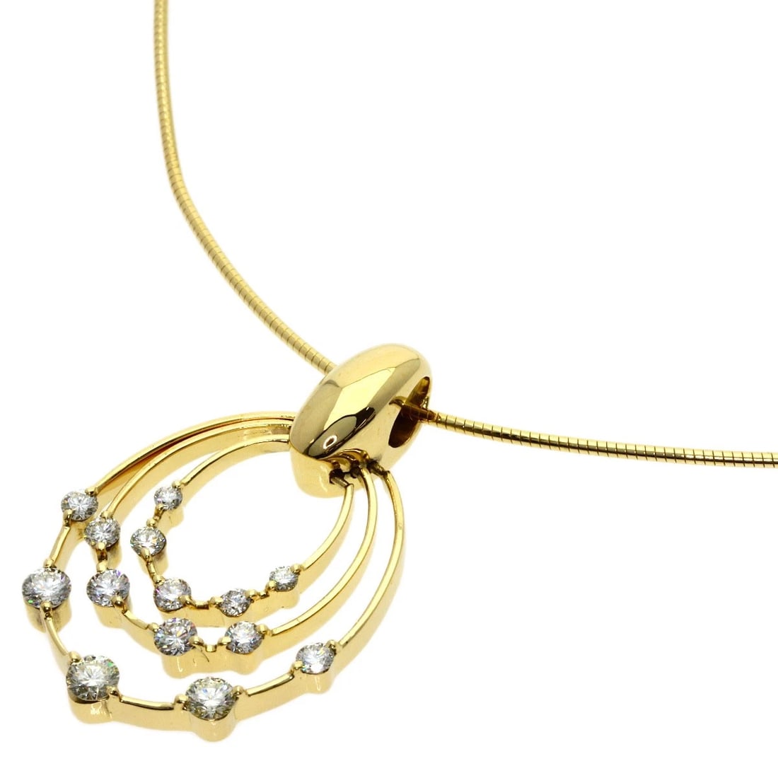 QUEEN DIAMOND NECKLACE K18 YELLOW GOLD: Queen Diamond Necklace K18 Yellow Gold Brand: Queen Type/Style: Necklace Material: K18 Yellow Gold, Main Stone/Creation Natural Color: Gold Size: Chain Length:15.4inch/39cm Chain Width:0.5inch/1.2mm