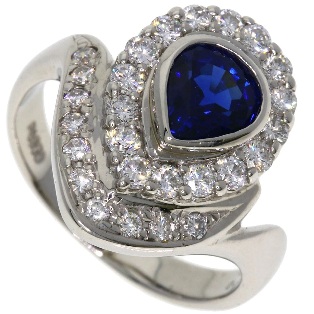 SAPPHIRE DIAMOND RING PLATINUM PT900 (1 of 4)