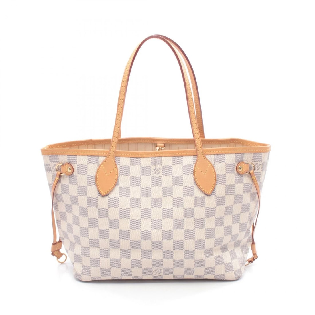 LOUIS VUITTON NEVERFULL PM TOTE HANDBAG: LOUIS VUITTON Neverfull PM Tote Handbag Brand: LOUIS VUITTON Type/Style: Tote Bag Material: Damier Azur ? PVC coated canvas ? leather Color: White?ish colors Size: H:22cm x W:28cm x D:12.5cm (H:8.7"
