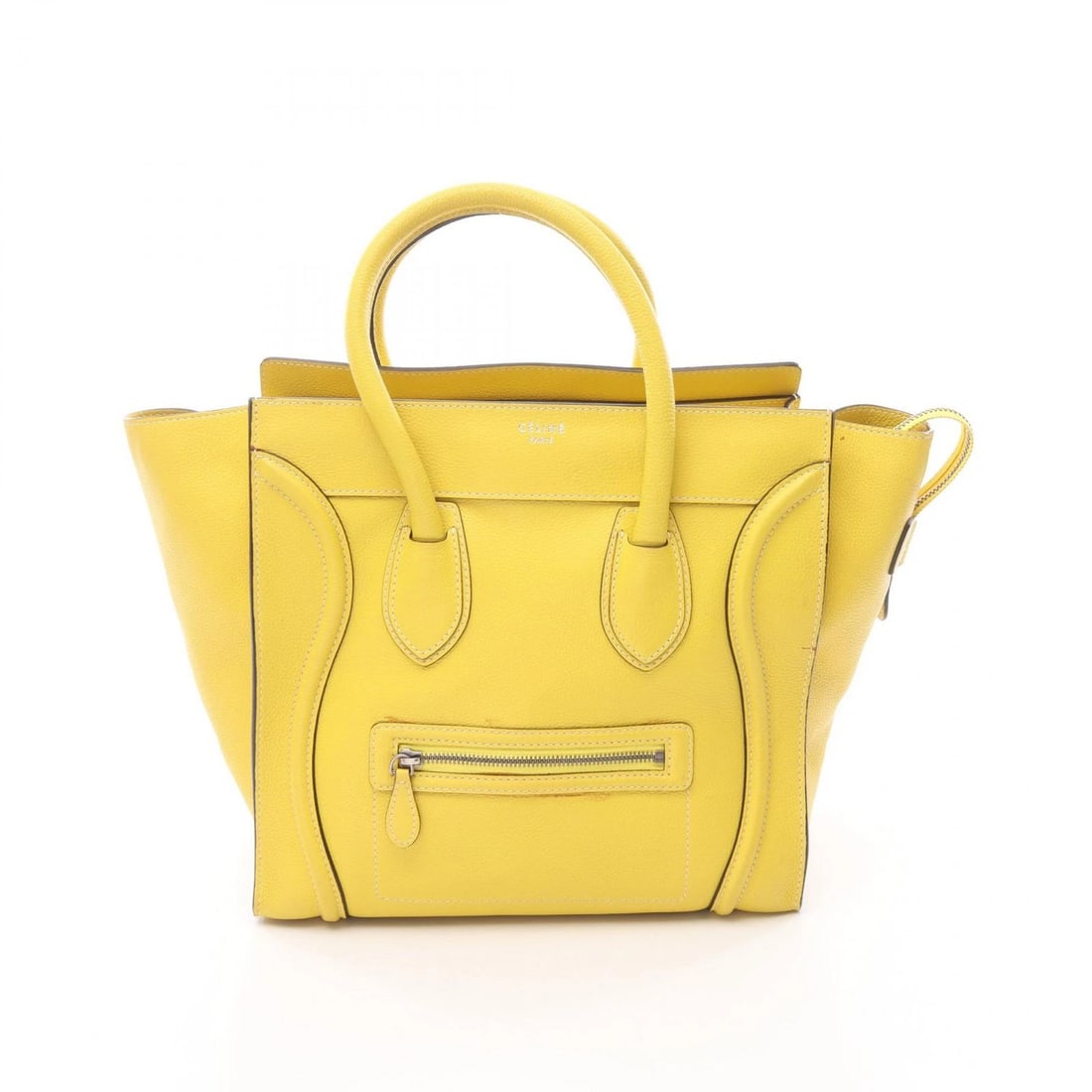 CELINE LUGGAGE MINI SHOPPER TOTE HANDBAG: CELINE Luggage mini shopper Tote Handbag Brand: CELINE Type/Style: Handbag Material: leather Color: Yellow?ish colors Size: H:31cm x W:30cm x D:17cm (H:12.2" x W:11.8" x D:6.7") Handle?48cm(18.9")