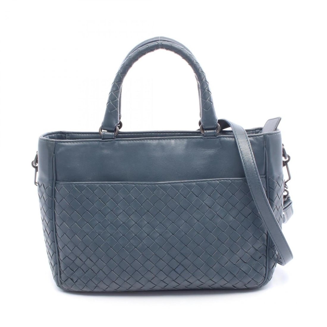 BOTTEGA VENETA INTRECCIATO SHOULDER CROSSBODY HANDBAG: BOTTEGA VENETA Intrecciato shoulder crossbody Handbag Brand: BOTTEGA VENETA Type/Style: Handbag Material: leather Color: Navy?ish colors Size: H:19.5cm x W:26cm x D:9.5cm (H:7.7" x W:10.2" x D:3.7")