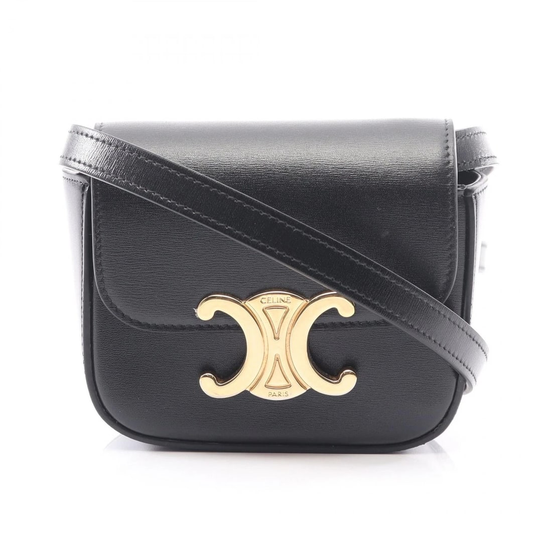 CELINE MINI-CLAUDE TRIOMPHE CROSSBODY SHOULDER BAG: CELINE Mini-Claude Triomphe Crossbody Shoulder Bag Brand: CELINE Type/Style: Shoulder Bag Material: leather Color: Black?ish colors Size: H:10cm x W:11.5cm x D:4.5cm (H:3.9" x W:4.5" x D:1.8")