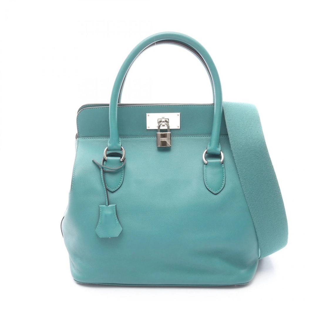 HERMES TOOLBOX 26 SHOULDER HANDBAG: HERMES Toolbox 26 shoulder Handbag Brand: HERMES Type/Style: Handbag Material: Vaux Swift leather ? leather ? Calfskin (cowhide) ? Vaux Swift leather Color: Malachite / Green?ish colors Size: H:28cm x