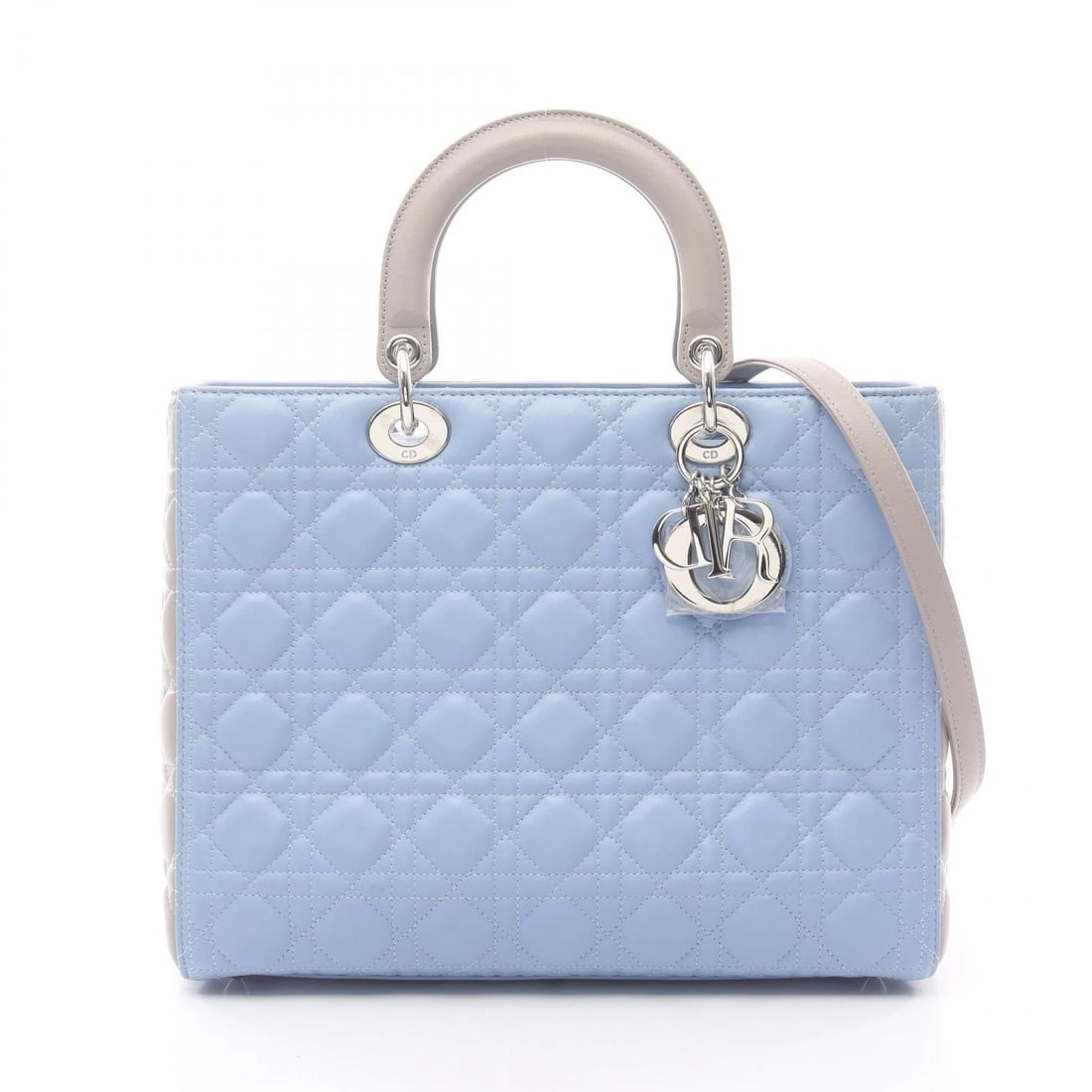 DIOR LADIES DIOR LARGE CANNAGE SHOULDER TOTE HANDBAG: Dior Ladies Dior Large Cannage Shoulder Tote Handbag Brand: Dior Type/Style: Handbag Material: leather Color: Blue?ish colors ? Gray?ish colors Size: H:25cm x W:32cm x D:11cm (H:9.8" x W:12.6" x