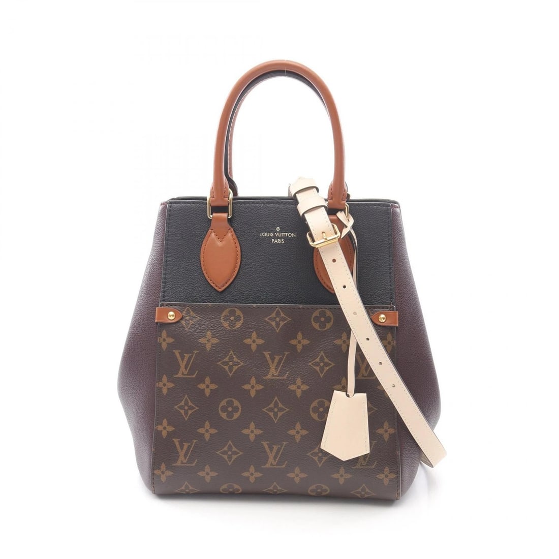 LOUIS VUITTON FOLD TOTE MM SHOULDER HANDBAG: LOUIS VUITTON Fold Tote MM Shoulder Handbag Brand: LOUIS VUITTON Type/Style: Handbag Material: Monogram ? PVC coated canvas ? leather Color: Black / Black?ish colors ? Bordeaux?ish colors ? Multicolor