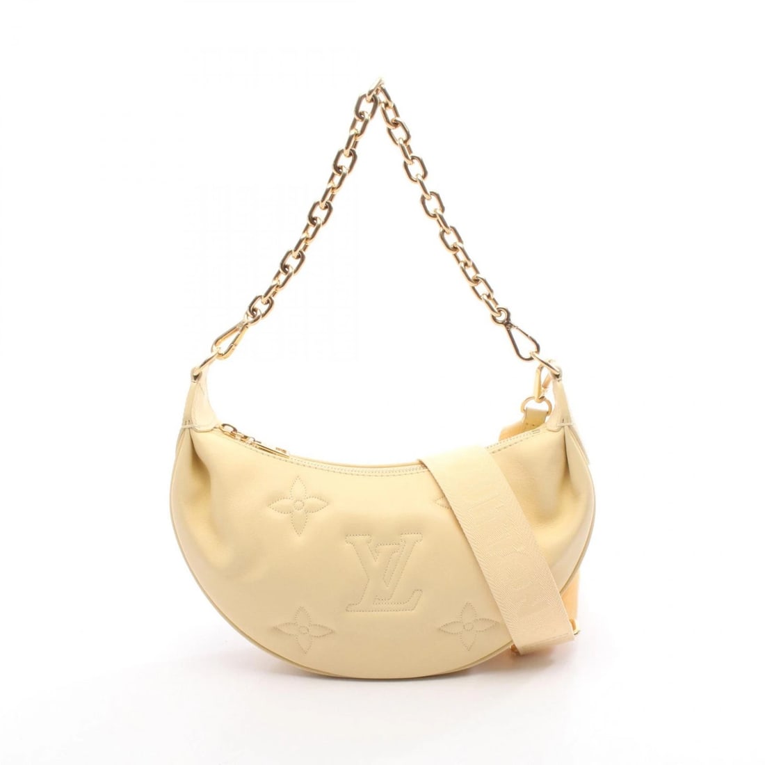 LOUIS VUITTON OVER THE MOON CHAIN SHOULDER HANDBAG: LOUIS VUITTON Over the Moon chain shoulder Handbag Brand: LOUIS VUITTON Type/Style: Handbag Material: leather Color: banana / Yellow?ish colors Size: H:15.5cm x W:25cm x D:6.5cm (H:6.1" x W:9.8" x