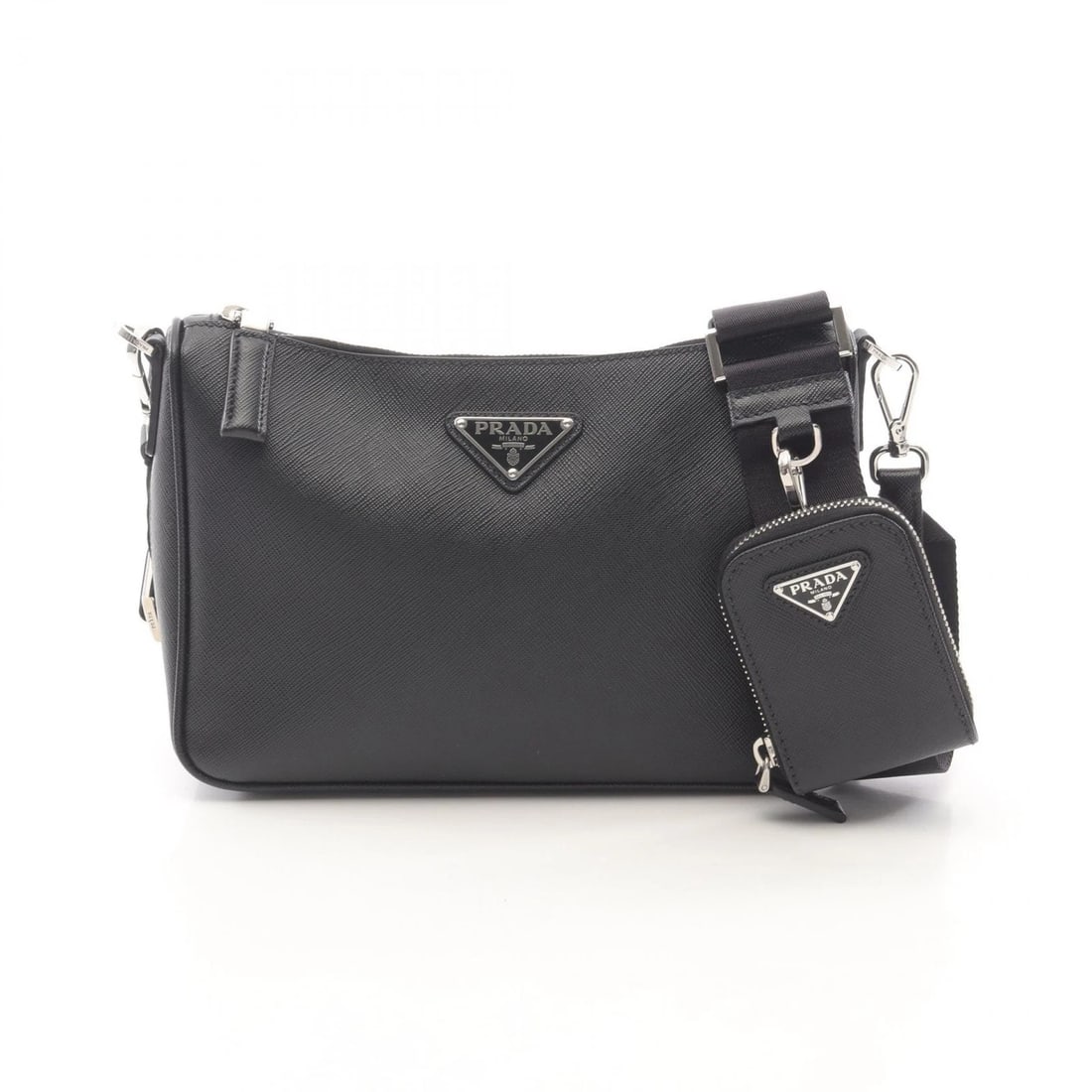 PRADA SAFFIANO TRAVEL SHOULDER BAG: PRADA SAFFIANO TRAVEL Shoulder Bag Brand: PRADA Type/Style: Shoulder Bag Material: leather Color: Black?ish colors Size: H:16.5cm x W:23.5cm x D:5.5cm (H:6.5" x W:9.3" x D:2.2") Accessories: None