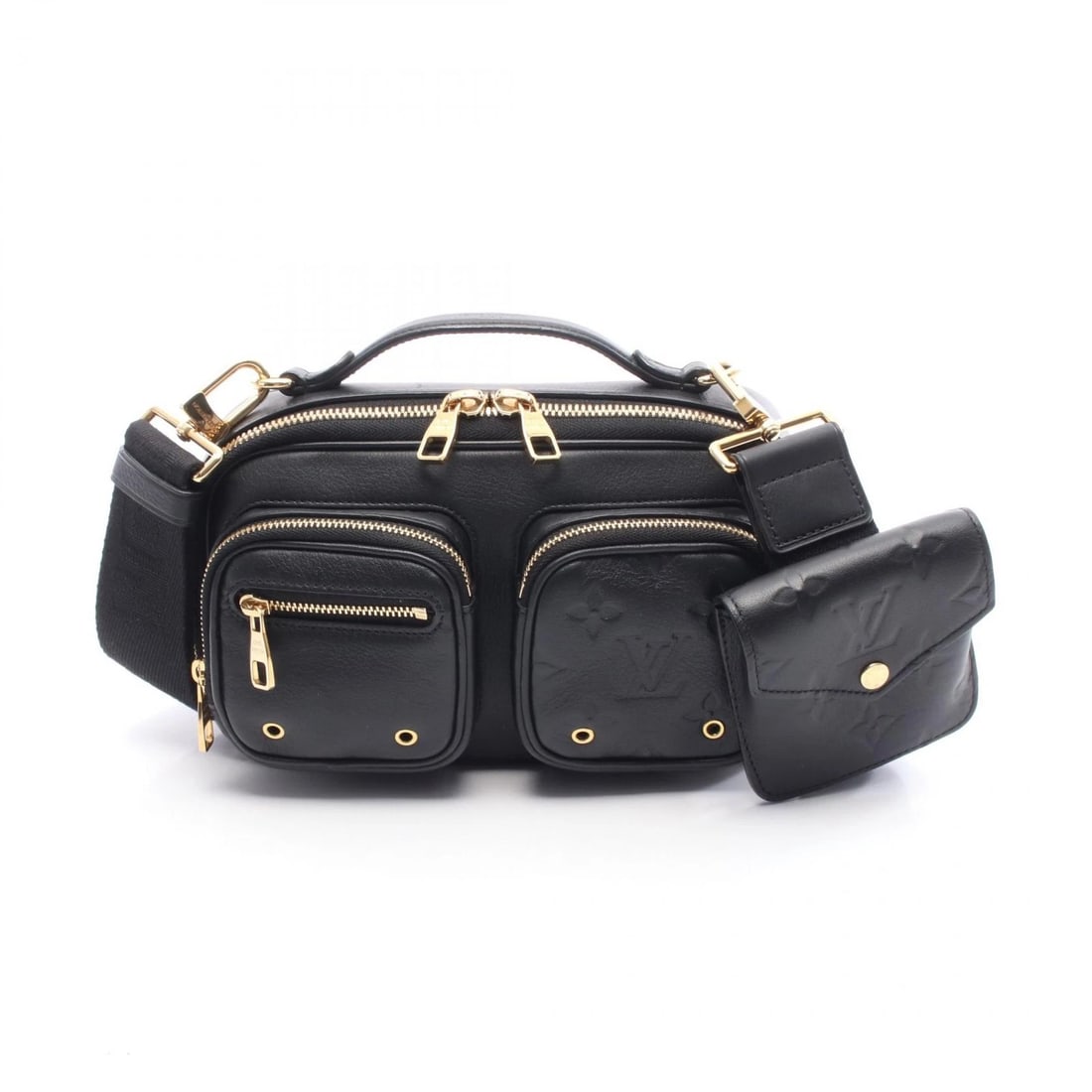 LOUIS VUITTON UTILITY CROSSBODY SHOULDER HANDBAG: LOUIS VUITTON Utility crossbody Shoulder Handbag Brand: LOUIS VUITTON Type/Style: Shoulder Bag Material: leather Color: Black / Black?ish colors Size: H:13cm x W:20cm x D:5cm (H:5.1" x W:7.9" x