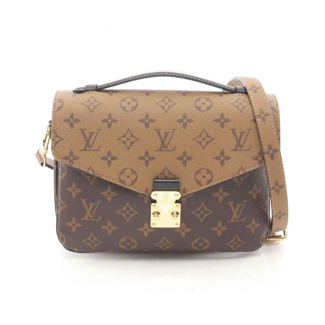 LOUIS VUITTON POCHETTE METIS MM SHOULDER CROSSBODY HANDBAG: LOUIS VUITTON Pochette Metis MM Shoulder Crossbody Handbag Brand: LOUIS VUITTON Type/Style: Handbag Material: Monogram Reverse ? PVC coated canvas ? leather Color: Brown?ish colors ? Black?ish colors