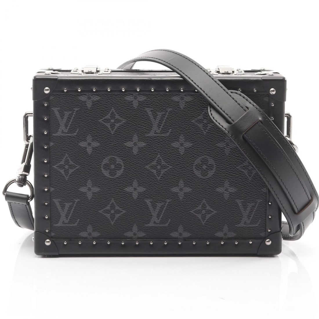 LOUIS VUITTON CLUTCH BOX SHOULDER CROSSBODY BAG: LOUIS VUITTON Clutch box Shoulder Crossbody Bag Brand: LOUIS VUITTON Type/Style: Shoulder Bag Material: Monogram eclipse ? PVC coated canvas ? leather Color: Black?ish colors Size: H:16cm x W:22cm x D