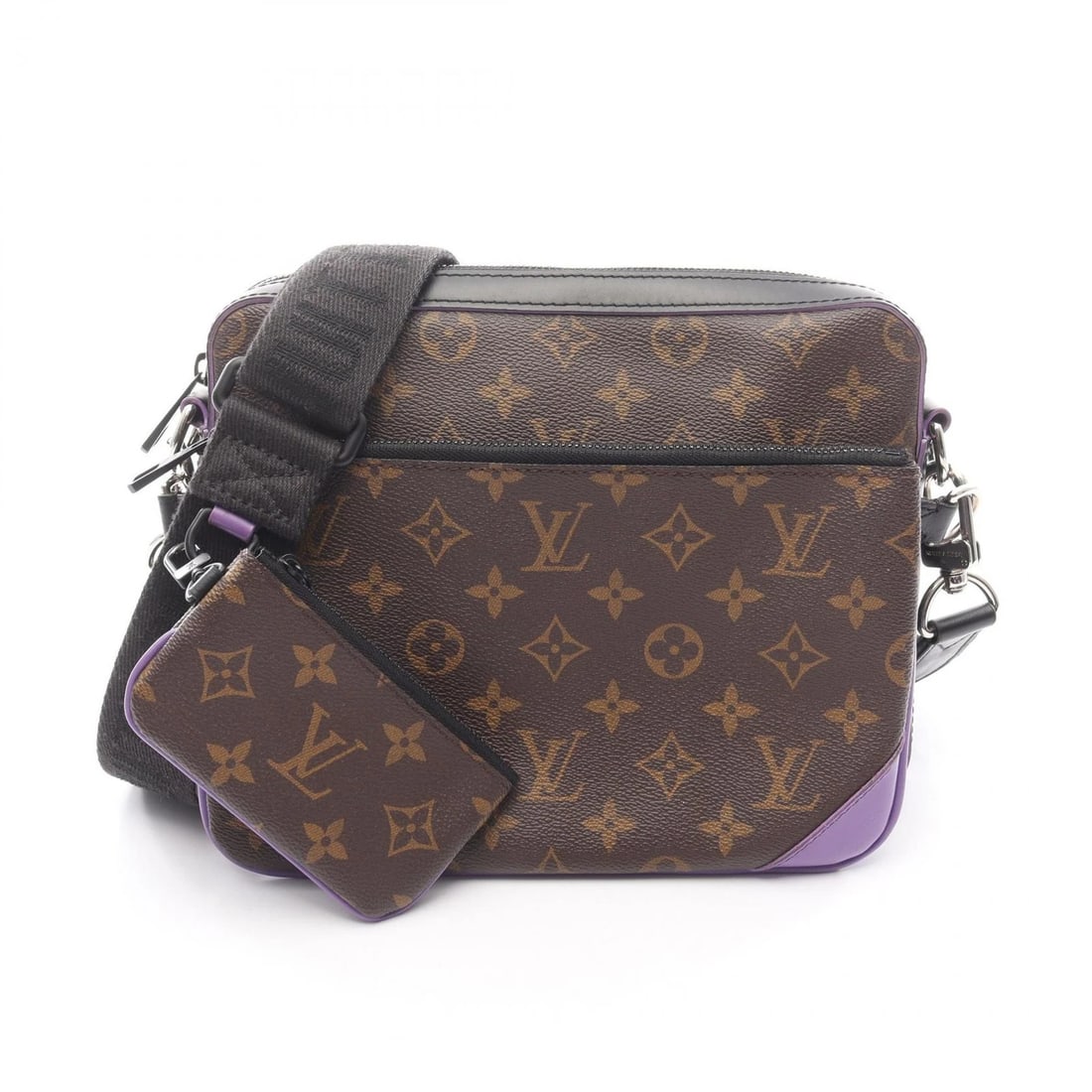 LOUIS VUITTON TRIO MESSENGER SHOULDER BAG: LOUIS VUITTON Trio Messenger Shoulder Bag Brand: LOUIS VUITTON Type/Style: Shoulder Bag Material: Monogram macassar ? PVC coated canvas ? leather Color: Violette / Brown?ish colors ? Black?ish colors