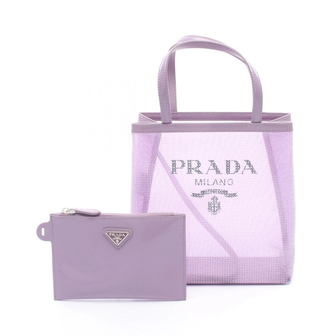 PRADA RETE PAILLETTES SEQUINS TOTE HAND BAG: PRADA RETE PAILLETTES Sequins Tote hand Bag Brand: PRADA Type/Style: Tote Bag Material: leather ? mesh Color: Purple?ish colors Size: H:22cm x W:20cm x D:8cm (H:8.7" x W:7.9" x D:3.1")