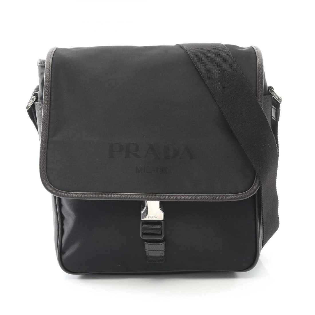 PRADA SHOULDER CROSSBODY BAG: PRADA Shoulder Crossbody Bag Brand: PRADA Type/Style: Shoulder Bag Material: Nylon ? Saffiano leather Color: Black?ish colors ? Brown?ish colors Size: H:26cm x W:23cm x D:9cm (H:10.2" x W:9.1" x