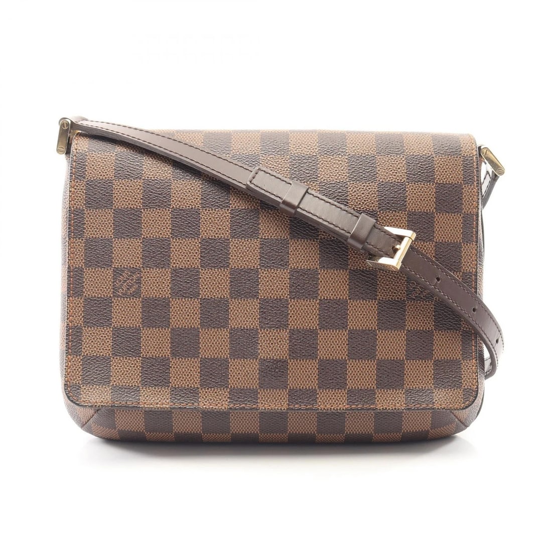LOUIS VUITTON MUSETTE TANGO SHORT STRAP SHOULDER BAG: LOUIS VUITTON Musette Tango Short Strap Shoulder Bag Brand: LOUIS VUITTON Type/Style: Shoulder Bag Material: Damier ? PVC coated canvas ? leather Color: Ebene / Brown?ish colors Size: (H:7.9" x W:9.8"