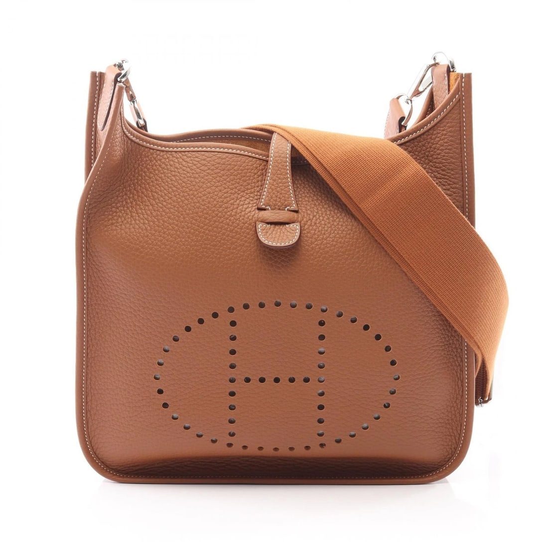 HERMES EVELYNE 3 TROIS PM SHOULDER BAG: HERMES Evelyne 3 Trois PM Shoulder Bag Brand: HERMES Type/Style: Shoulder Bag Material: Taurillon Clemence ? Taurillon Clemence Color: Brown?ish colors Size: (H:10.4" x W:11.0" x D:2.8") Accessories: