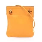 HERMES SAC ALINE MINI SHOULDER BAG: HERMES Sac Aline Mini Shoulder Bag Brand: HERMES Type/Style: Shoulder Bag Material: Vaux Swift leather ? leather Color: Moutarde / Orange?ish colors Size: (H:8.9" x W:7.9" x D:0.2") Accessories: None