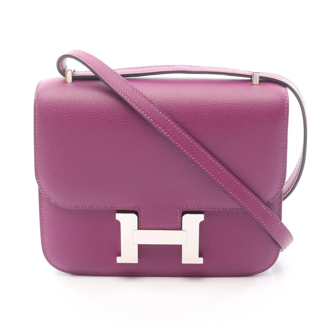 HERMES CONSTANCE 3 MINI SHOULDER BAG: HERMES Constance 3 mini Shoulder Bag Brand: HERMES Type/Style: Shoulder Bag Material: Evercolor leather ? leather ? Evercolor leather Color: Anemone / Purple?ish colors Size: (H:5.9" x W:7.1")