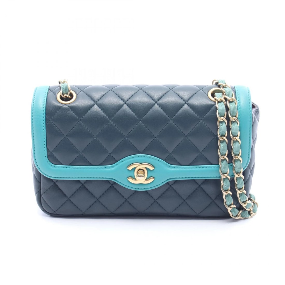 CHANEL MATELASSE CHAIN SHOULDER BAG: CHANEL Matelasse Chain Shoulder Bag Brand: CHANEL Type/Style: Shoulder Bag Material: leather Color: Green?ish colors Size: (H:5.5" x W:9.1" x D:2.4") Accessories: None Accessories Notice: