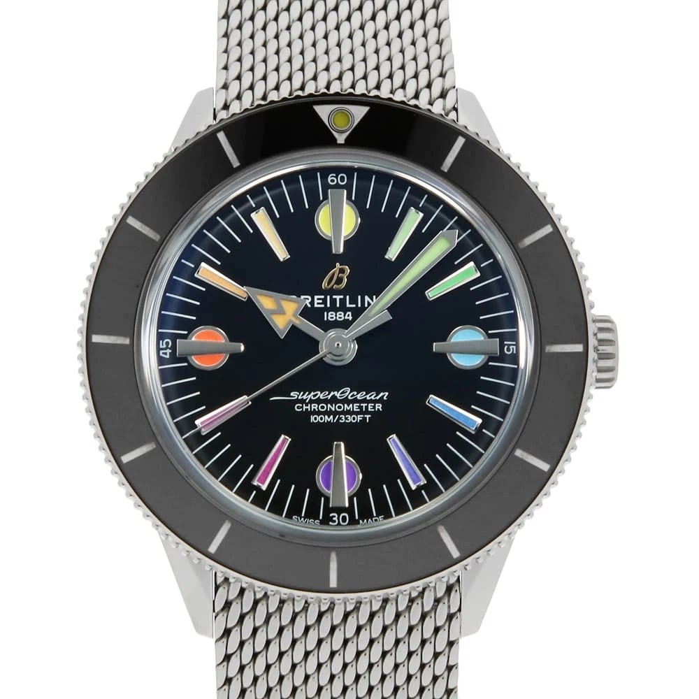 BREITLING SUPEROCEAN HERITAGE WATCH: BREITLING Superocean Heritage Watch Brand: BREITLING Type/Style: Wrist watch Material: Band Material Stainless Steel, Case Material Stainless Steel Color: Dial color Black Size: Case:W42mm