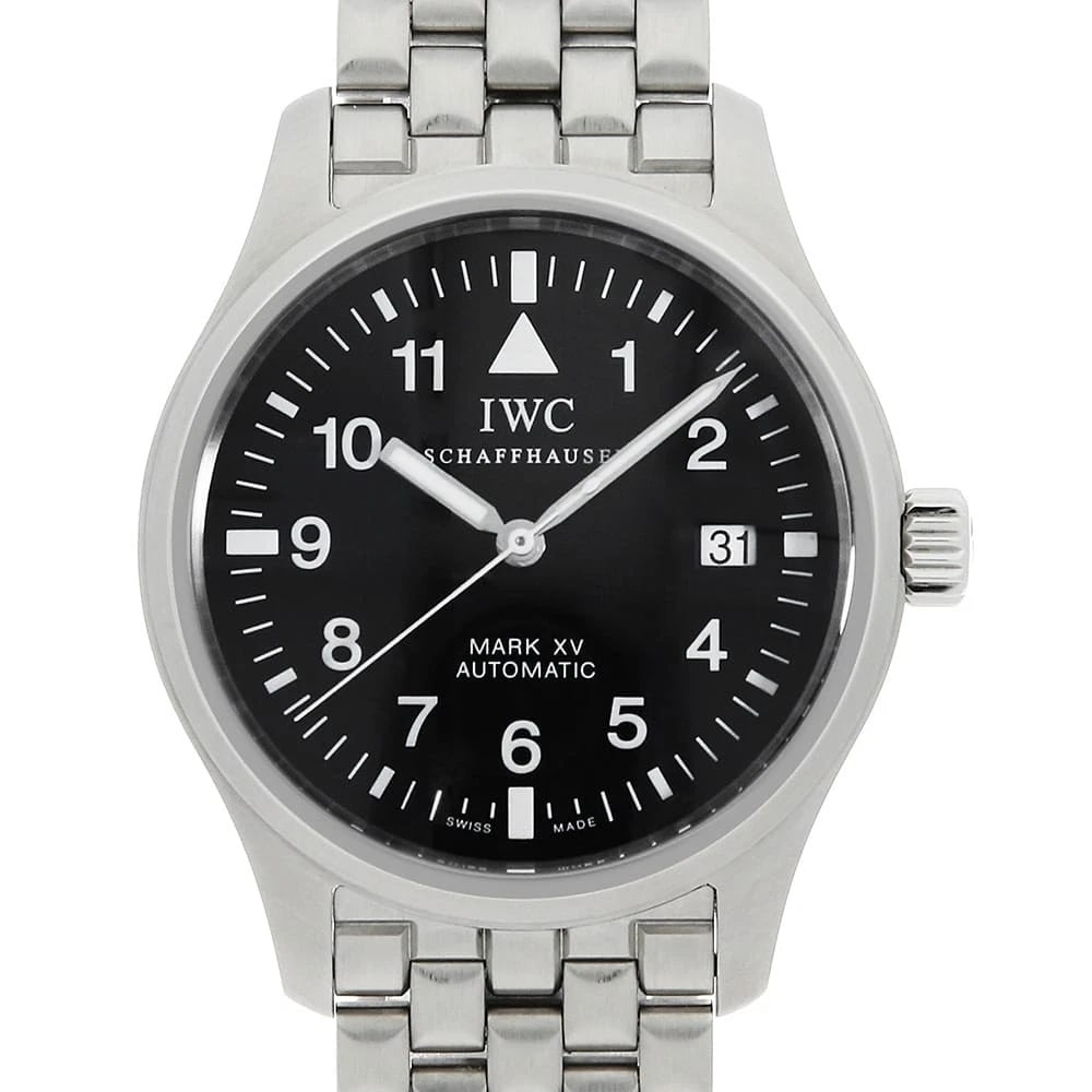 IWC MARK WATCH: IWC Mark Watch Brand: IWC Type/Style: Wrist watch Material: Band Material Stainless Steel, Case Material Stainless Steel Color: Dial color Black Size: Case:W38mm Circumference of Wrist:19.5cm