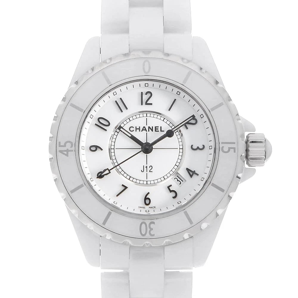 CHANEL J12 WHITE CERAMIC WATCH: CHANEL J12 white ceramic Watch Brand: CHANEL Type/Style: Wrist watch Material: Band Material Ceramic, Case Material Ceramic Color: Dial color White Size: Case:W33mm Circumference of Wrist:17.5cm