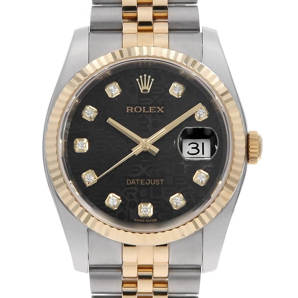 ROLEX DATEJUST DIAMOND BLACK CARVING COMPUTER WATCH: ROLEX Datejust Diamond black Carving computer Watch Brand: ROLEX Type/Style: Wrist watch Material: Band Material Stainless Steel/Yellow Gold, Case Material Stainless Steel/Yellow Gold Color: Dial