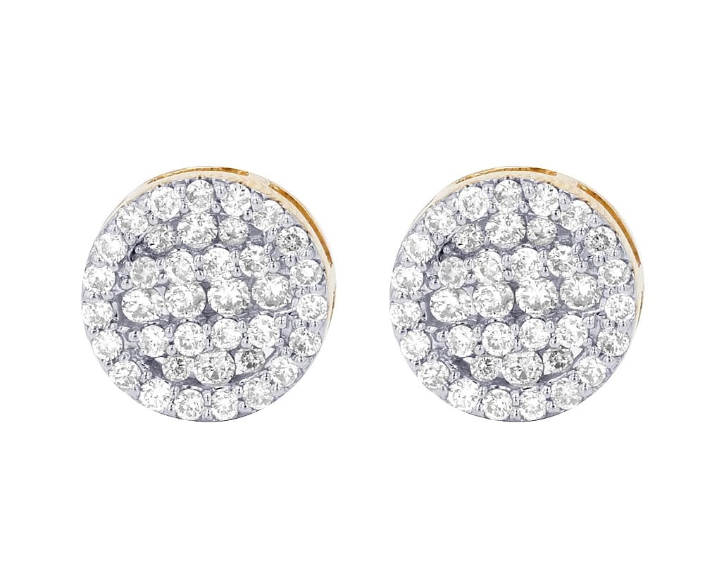 ROUND CLUSTER DIAMOND STUD EARRINGS - 2
