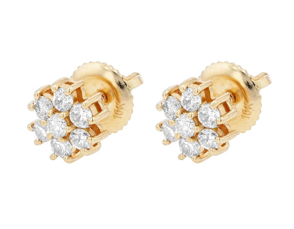 FLOWER CLUSTER DIAMOND STUD EARRINGS - 3