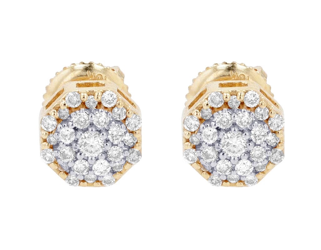 HEXAGON CLUSTER DIAMOND STUD EARRINGS - 2