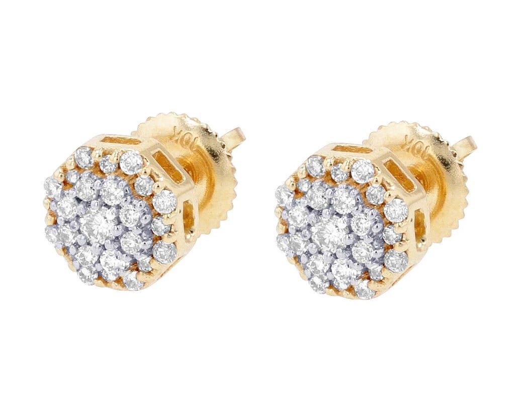 HEXAGON CLUSTER DIAMOND STUD EARRINGS - 3