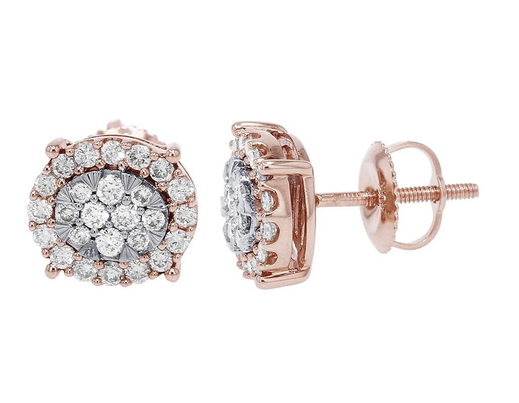 CLUSTER DIAMOND STUD EARRINGS 10K GOLD: Cluster Diamond Stud Earrings 10K Gold Brand: none Type/Style: Earring Material: 10K , Rose Gold, Main Stone/Creation Rose Gold Color: Size: Dimension 8MM Accessories: None Accessories Not
