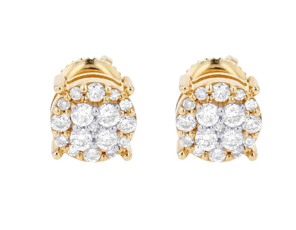 ROUND CLUSTER DIAMOND STUD EARRINGS - 2
