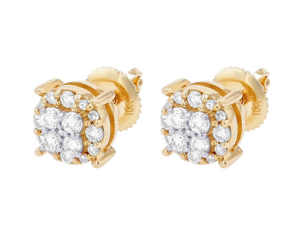 ROUND CLUSTER DIAMOND STUD EARRINGS - 3