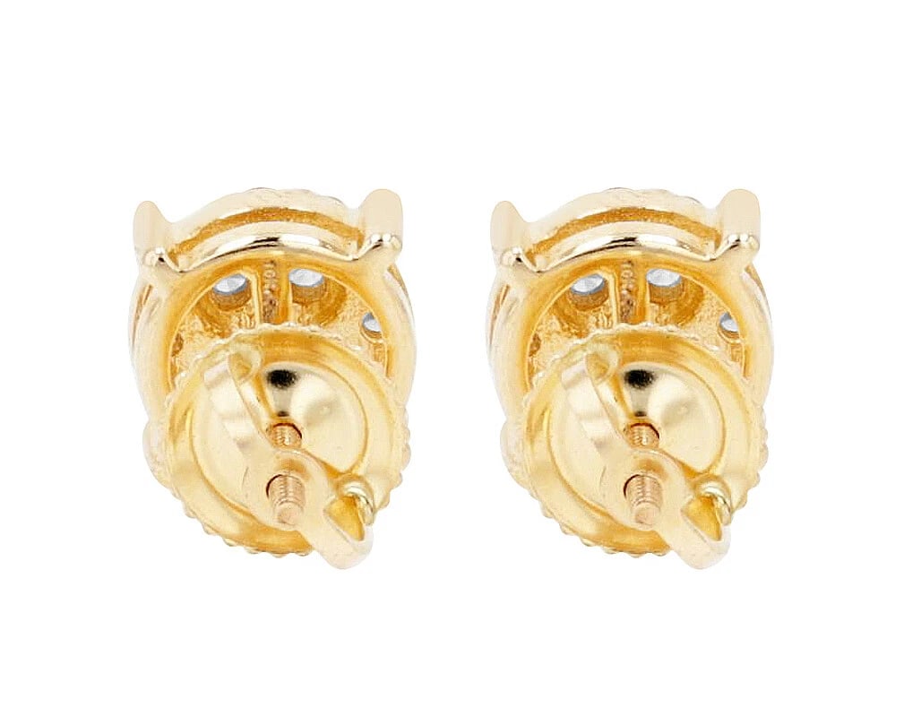ROUND CLUSTER DIAMOND STUD EARRINGS - 4