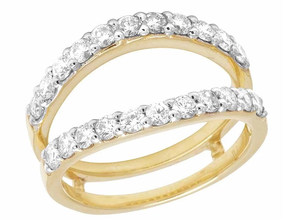 14K YELLOW GOLD GENUINE DIAMOND JACKET RING: 14K Yellow Gold Genuine Diamond Jacket Ring Brand: none Type/Style: Ring Material: 14K , Yellow Gold, Main Stone/Creation Main Stone Color White Color: Natural Size: 7 US Accessories: None
