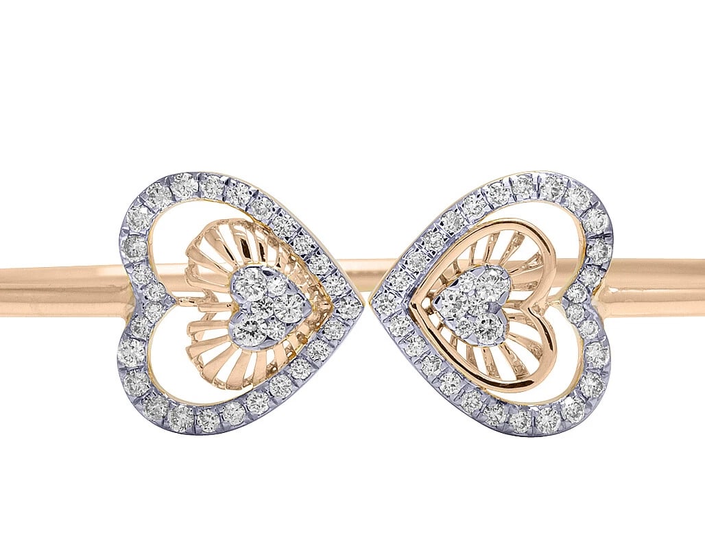 DOUBLE HEARTS DIAMOND FLEX BANGLE - 2