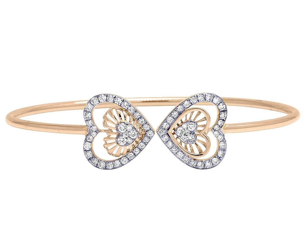 DOUBLE HEARTS DIAMOND FLEX BANGLE - 3