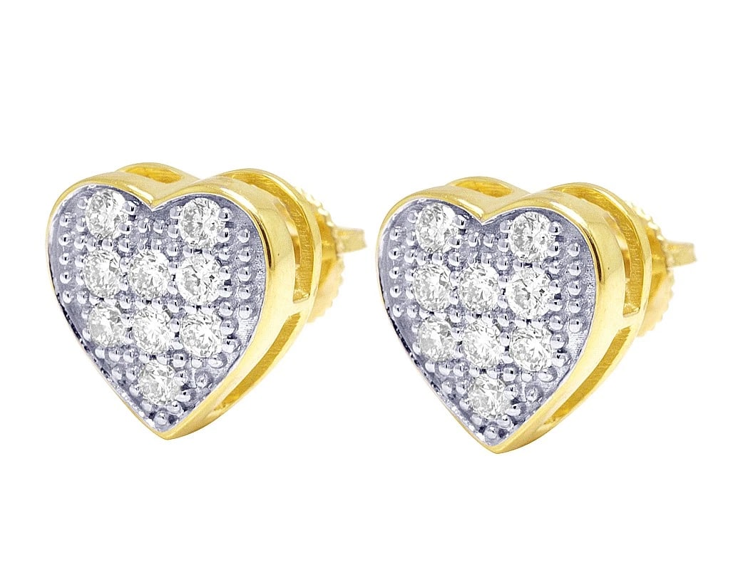 10K HEART STUD DIAMOND EARRINGS - 2