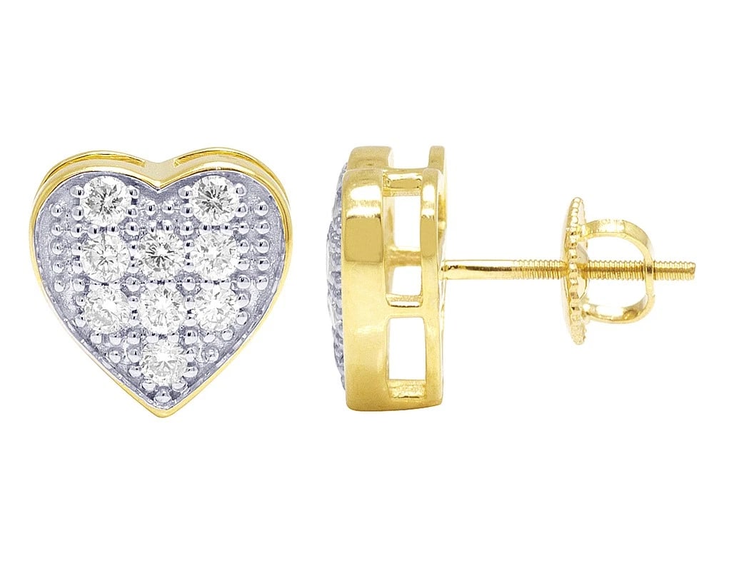 10K HEART STUD DIAMOND EARRINGS - 3