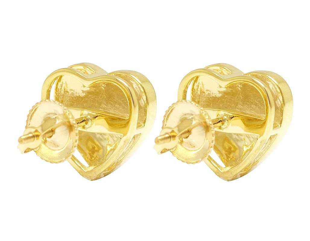 10K HEART STUD DIAMOND EARRINGS - 4