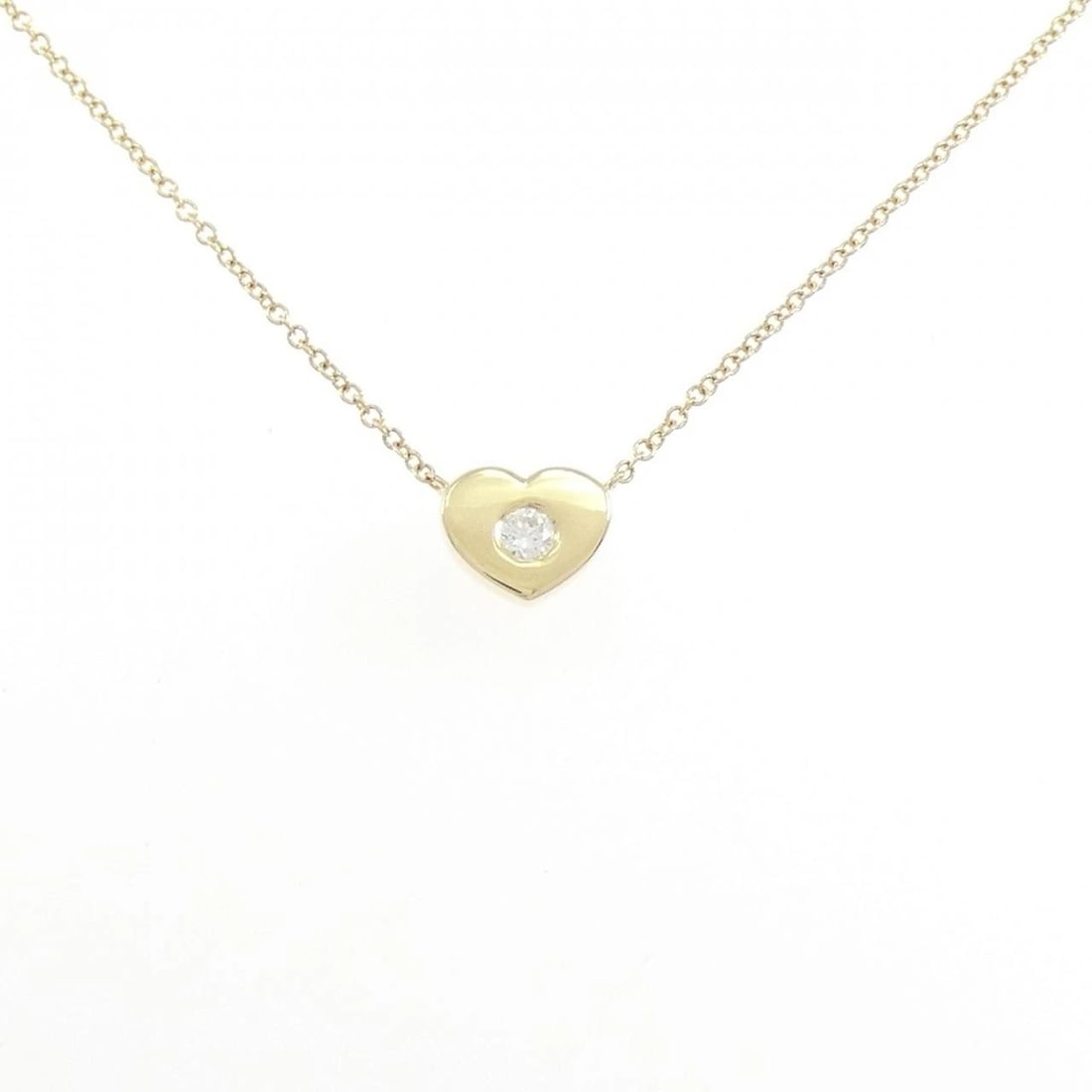 TIFFANY&CO. HEART DIAMOND NECKLACE: TIFFANY&Co. Heart Diamond Necklace Brand: TIFFANY&Co. Type/Style: TIFFANY&Co. Necklace Material: 750 yellow gold, Main Stone/Creation Natural Color: Yellow Gold Size: Size40cmActual Size Pendant